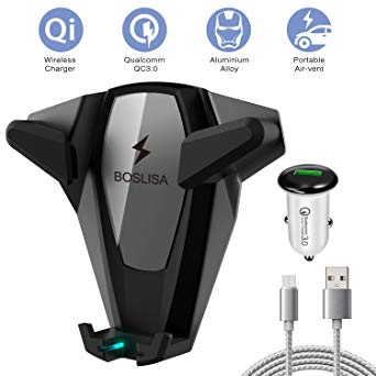 Wireless Car Charger, X-Man Wireless Fast Charger Car Mount, Air Vent Phone Holder, Compatible iPhone Xs MAX/XR/XS/X/8/8 Plus Samsung Galaxy S9/8/7/Note 8/9 and All Qi-Enabled Phones (Grey)