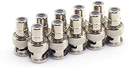 RuiLing 10 Pack RCA Female Plug to BNC Male Jack Adapters Coaxial Connector for CCTV Video