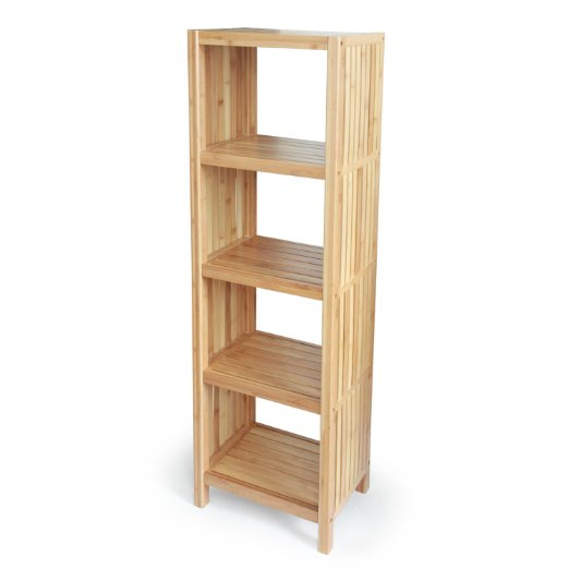 Deluxe Bathroom Bamboo Freestanding Organizing Shelf. (5-Tier Shelf)