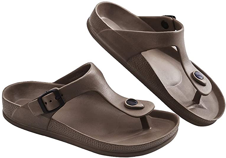 LUFFYMOMO Adjustable Slip on Eva Double Buckle Slides Comfort Footbed Thong Sandals for Womens Mens