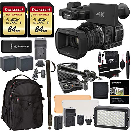Panasonic HC-X1000 4K-60p/50p Camcorder with High-Powered 20x Optical Zoom & Professional Functions   2x 64GB   Vidpro XM-55 Microphone Kit   Monopod   LED Light   Backpack   Accessory Bundle