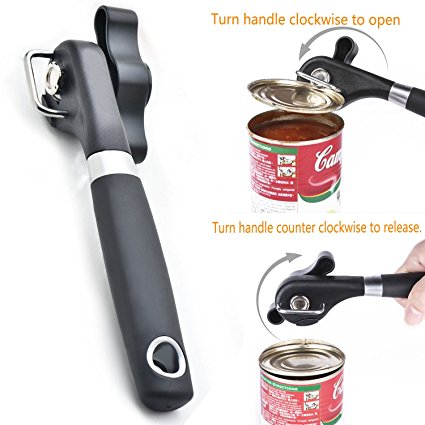 Can Opener - PEMOTech Professional Ergonomic Smooth Edge [Side Cut Manual Can Opener], Sharp Easy Turn Design with Good Soft Grips Handle, High Quality Kitchen Cans, Lid Lifter that Won't Touch Food