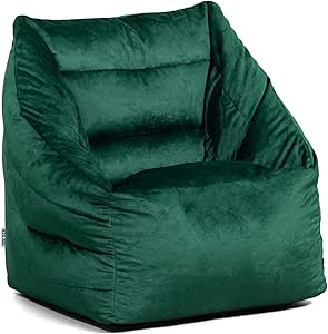 Big Joe Aurora Bean Bag Chair, Deep Emerald Velvet, Soft Polyester, 2.5 feet