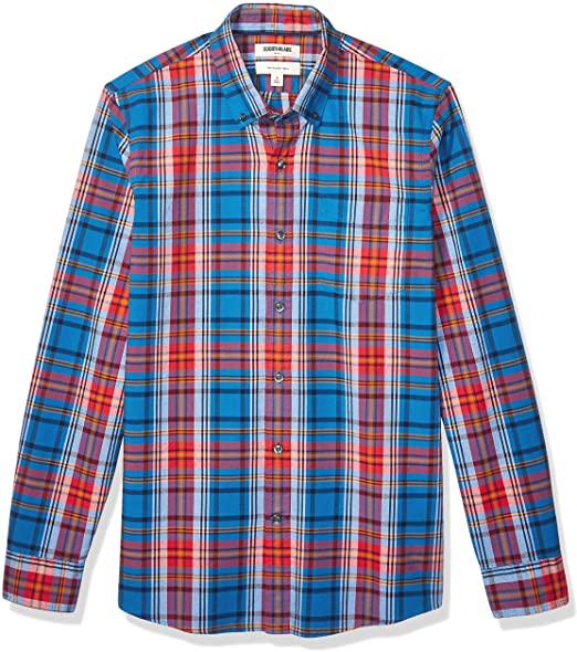 Amazon Brand - Goodthreads Men's Slim-Fit Long-Sleeve Plaid Oxford Shirt