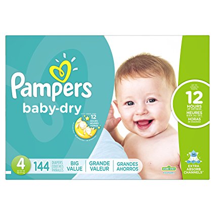 Pampers Baby Dry Diapers, Size 4, 144 Count