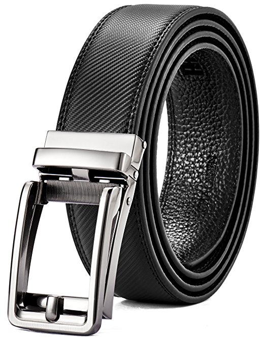 Men's Belt, Leather Ratchet Belt for Men Dress with Click Buckle in Gift Box