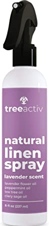 TreeActiv Linen Spray, Lavender-Scented Bedding Mist, Refreshes Bedding, Clothing, Fabrics, Exercise Equipment, Lavender, Peppermint, Tea Tree Water, Clary Sage Extract, 8 fl oz