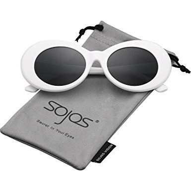 SojoS Oval Mod Style Thick Frame Sunglasses Retro Kurt Cobain Inspired SJ2039