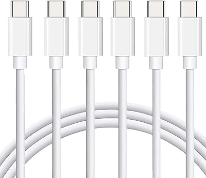 USB C to USB C Charger Cable 3Pack 6FT 60W Type C Fast Charging Cord Compatible with iPhone 15,MacBook Air/Pro,iPad Pro/Air,Samsung(White)