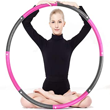 Weighted Hula Hoop, Weighted Hula Hoops for Adults Exercise Removable Multiple Assembly Design Professional Fitness Hula Hoop Brings Perfect Figure 8 Detachable Knots