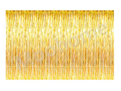 Moohome Big 12ft x 8ft Tinsel Metallic Gold Foil Fringe Curtains Backdrop Door Window Curtain Party Photography Decoration (12' x 8', Gold)