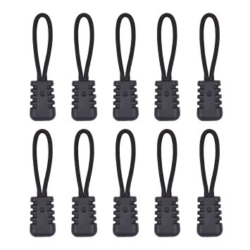 BCP Pack of 10pcs Zipper Pulls Fits /zipper Fixer for Jackets Backpacks(black Color)