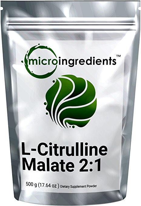 Micro Ingredients Plant-Based Pure L-Citrulline Malate 2:1 Powder, 500 grams (1.1 lb)