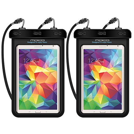 Universal Waterproof Case, MoKo [2-Pack] Dry Bag Pouch for iPad Mini Retina, Mini 2/4, Tab 2/3/4/5, Tab S2 8.0, Tab E 8.0, Tab A 8.0, G Pad 8.0, Nexus 7(FHD) & Other Tablets up to 8.3", BLACK   BLACK