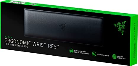 Razer Ergonomic Wrist Rest for Mini Keyboards: Plush Leatherette Memory Foam Cushion - Anti-Slip Rubber Feet