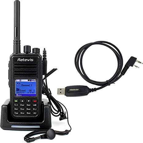 Retevis RT3 DMR Digital 2 Way Radio 1000CH UHF 400-480MHz 5W VOX Message Scrambler Digital Mobile Radio (Black)