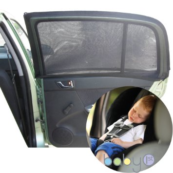 Universal Car Sun Shades Cover for Rear Side Window Provides Maximum UV Protection for Baby, Children, Kids and Dog. Best Quality Mesh Material- 1 Set (2 pieces)