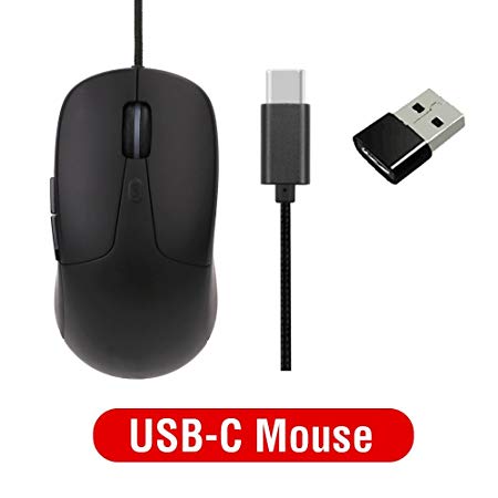 USB C Mouse for Macbook Pro Gaming Mouse Wired Ergonomic Optical Mice Portable Mobile Mice USB Type C Mouse Compatible with All USB C Port Tablet (black02)