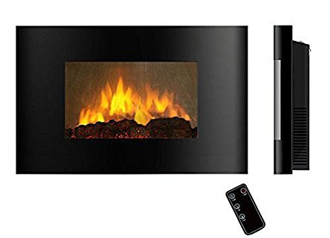 AKDY AZ520AL (Series AZ 520A) Wall Mounted Electric Fireplace Control Remote Heater Firebox Black