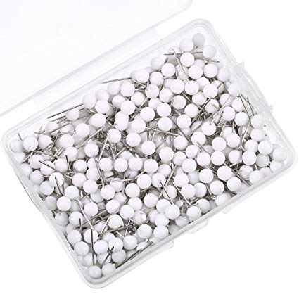 500 Pack Map Push Pins Map Tacks 1/8 Inch Small Size (white)