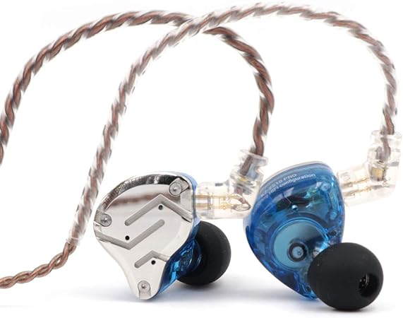 KZ ZS10 Pro, Linsoul 4BA 1DD 5 Driver in-Ear HiFi Metal Earphones with Stainless Steel Faceplate, 2 Pin Detachable Cable (Without Mic, Blue)