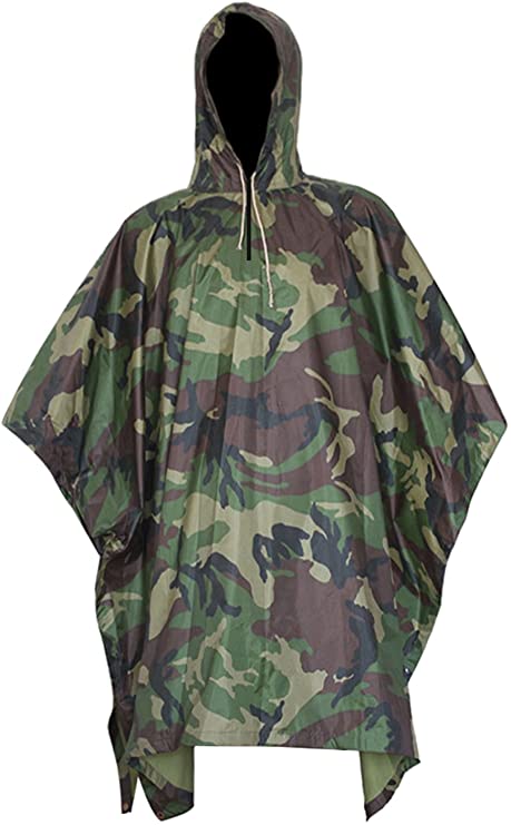 HOW'ON Military Multifunction Realtree Camouflage Waterproof Rain Poncho Adults(Gift Emergency Blanket)