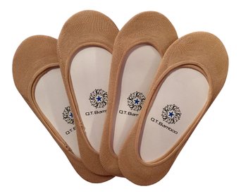 Women's No Show Organic Bamboo Invisible Sock Liners (4 Pack)