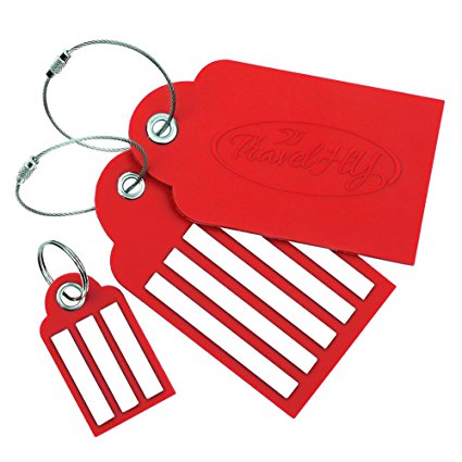 2 Large   1 Small Luggage Tags, Tough PVC, Easy To Write, Extra Wide Lines