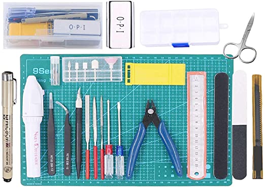 Poweka Modeler Tools Set for Compatible with Gundam Car Model Building Kit, 24 pcs Modeler Basic Tools Craft Set Bandai Hobby Gunpla Building tool