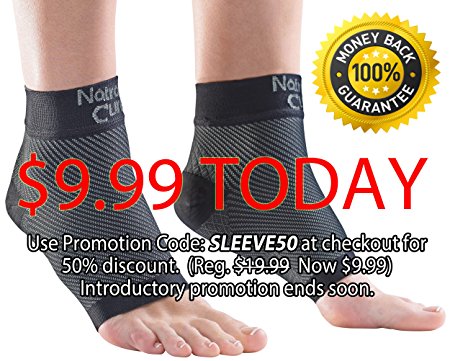 NatraCure Plantar Fasciitis Socks - Compression Foot, Ankle, Heel Sleeves - (Size: Large)