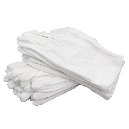12 Pairs White Cotton Gloves, SUMERSHA 8'' Soft Lightweight Work Gloves Cotton Gloves for Wedding Workshop Farm Garden, One Size