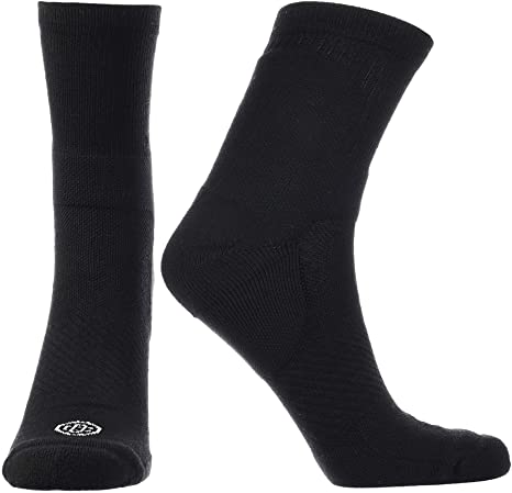 Doctor's Choice Plantar Fasciitis Compression Crew Socks, Mens & Womens Pain Relief for Achilles Tendonitis & Arch Support 10-20 mmHg Compression (Black, Medium)