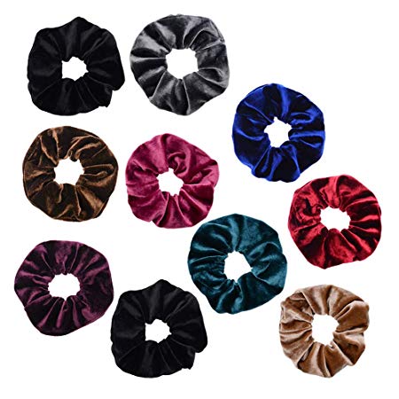 10 Pack Assorted Velvet Hair Ties Scrunchy for Hair Women Elastic Hair Ropes Scrunchies