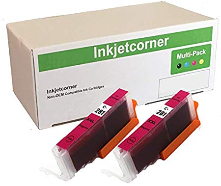 Inkjetcorner Compatible Ink Cartridge Replacement for CLI-281 CLI 281 XXL for use with TS9120 TR7520 TR8520 TS6120 TS6220 TS8120 TS8220 TS9520 TS9521C TS702 (Magenta, 2-Pack)