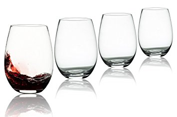 EraVino Stemless Crystal Wine Glass, Large 20 ounces, Set of 4 Wine Glasses 20oz for Red and White wine