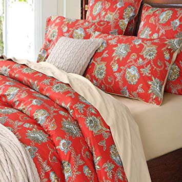 Softta Luxury Locke Red Floral Bedding Design King Size 3Pcs（1 Duvet Cover+ 2 Pillowcases Damask Flower 800 Thread Count 100% Cotton Duvet Cover Set