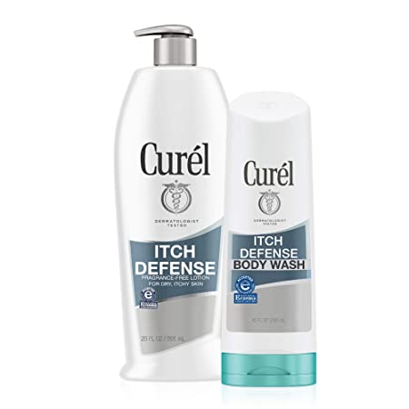 Curél Itch Defense Calming Body Lotion, Moisturizer for Dry, Itchy Skin, 20 Ounce With Calming Daily Cleanser Body Wash Soap-free Formula for Dry Itchy Skin, 10 Ounce