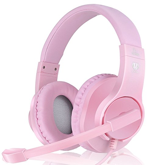 Headset Gaming for PS4 ,Xbox One Controller ,Wired Noise Isolation, Over-Ear Headphones with Mic ,Stereo Gamer Headphones 3.5mm, Earphone for Laptop, Mac, PC (Pink)
