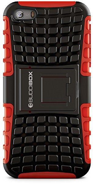 iPhone 5s Case, BUDDIBOX [Wave] Slim Rugged Durable Protective Case with Kickstand for Apple iPhone 5 and 5s, (Red)