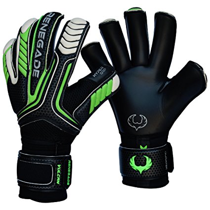 Renegade GK Vulcan Goalie Gloves With Removable Pro Fingersaves - Sizes 6-11, 3 Styles/Cuts (Hybrid, Roll, Flat) - Improve Any Soccer Goalie's Confidence & Performance - Unisex, Adult, & Youth