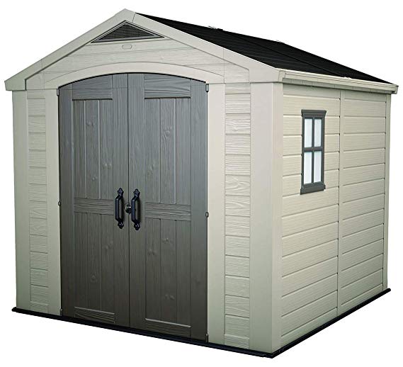 KETER 213563 Factor 8x8 Large Outdoor Storage Shed, Beige