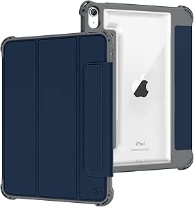 Fintie Hybrid Rugged Case for iPad Air 11-inch M2 (2024), iPad Air 5th Generation (2022) / iPad Air 4th Gen 10.9 Inch - Military Drop Tested Heavy Duty Clear Cover with Pencil Holder, Navy