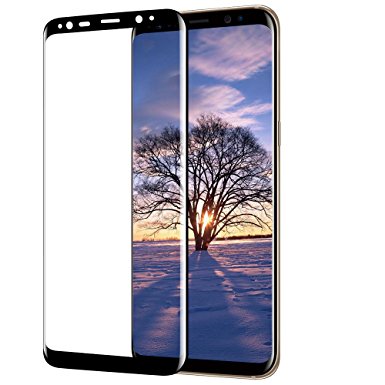 Galaxy S8 Plus Screen Protector, ALCLAP [1 PACK] S8  Tempered Glass Full Coverage Film 3D Curved HD Clear Shield Anti-Bubble Screen Protector Lifetime Replacement for Samsung Galaxy S8 Plus - Black