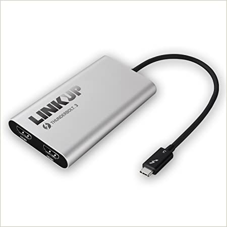 [Certified] LINKUP - 2019 Thunderbolt 3 to Dual HDMI 2.0 Ultra 4K 60Hz Adapter for Mac Windows | TB3 Aluminum Case | Not Compatible with USB-C Ports Without Thunderbolt 3 Logo