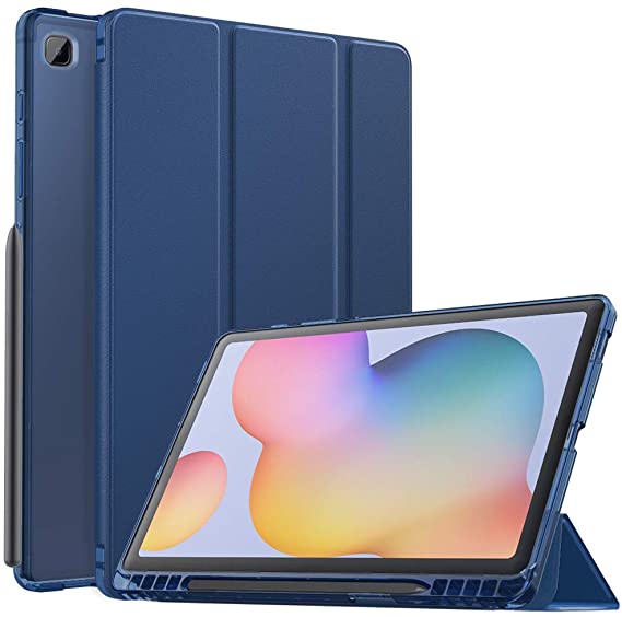 MoKo Case Compatible with Galaxy Tab S6 Lite 10.4 2020, Smart Stand Cover Shell Case with Translucent TPU Back Shell Fit Samsung Galaxy Tab S6 Lite 10.4 2020 SM-P610/P615 ONLY - Navy Blue