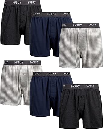 Lucky Brand Mens Classic Knit Boxers 6Pack