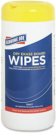 Genuine Joe Dry-Erase Board Wipes, 50 Wipes