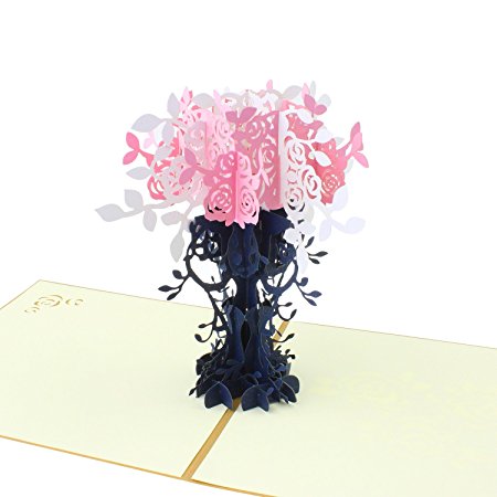 Cherry 3D gift card,Pop Up Cards Mother Day card/Birthday Gifts/Father Day card for All Occasions 7.8 x 5.9 inches Envelope Included Anniversary Bouquets Greeting Cards