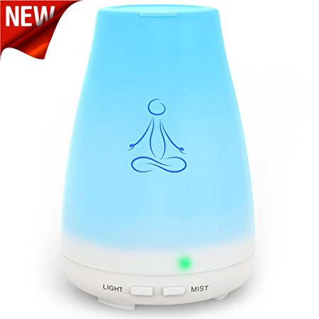 Your Spirit Space 100ml Aromatherapy Essential Oil Diffuser Portable Ultrasonic Cool Mist Aroma HumidifierBonus PDF with 7 Color LED Lights Changing and Waterless Auto Shut off Function