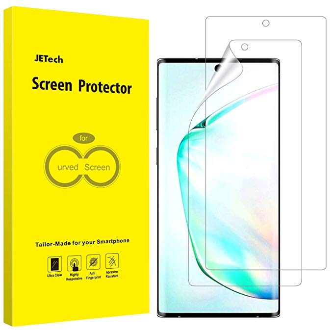 JETech Screen Protector for Galaxy Note 10, HD Clarity Flexible TPU Film, Case Friendly, 2-Pack